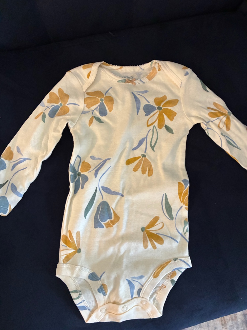 Women’s Floral Long Sleeve Top in Cream and Mustard